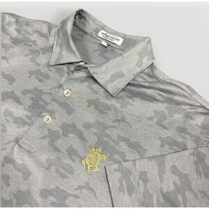 Peter Millar Summer Comfort Polo Shirt Mens M Grey Camo Geometric Old Memorial